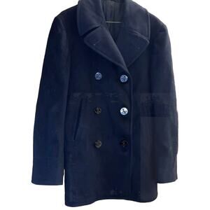 Vtg US NAVY 100% WOOL Peacoat Navy Blue Men’s 36 R Jacket Coat Navy Buttons